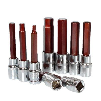 内六角套筒头套装组合螺丝刀S2加长1/2电动内6角旋具套筒批头扳手