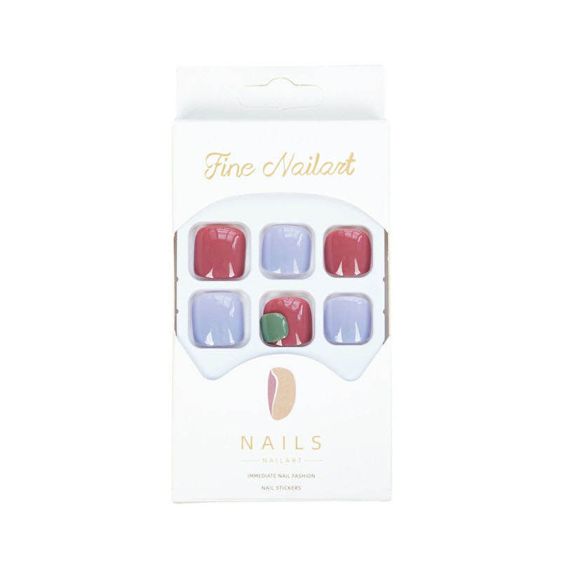 芋紫绿豆沙跳色脚趾穿戴式美甲贴nails温柔夏天显白成品假指甲片