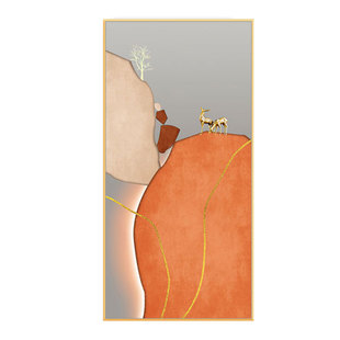 轻奢入户玄关晶瓷画正对门过道走廊尽头挂画现代玄幻高级感装饰画