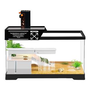 乌龟缸带爬台生态造景家用带盖底部排水龟缸防逃逸客厅专用饲养箱