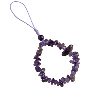 天然紫水晶手机挂绳女水晶碎石短款手腕绳挂饰防丢手机链挂件吊坠