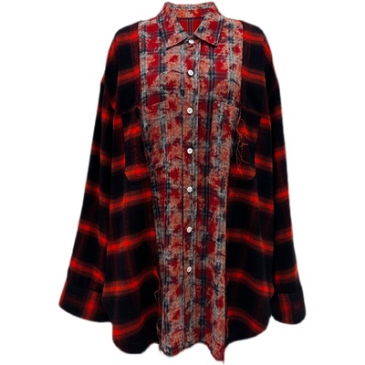 HumanVoices扎染拼接破坏衬衫