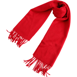 米皇纯100%山羊绒围巾年会庆典活动大红喜庆披肩百搭保暖时尚围脖