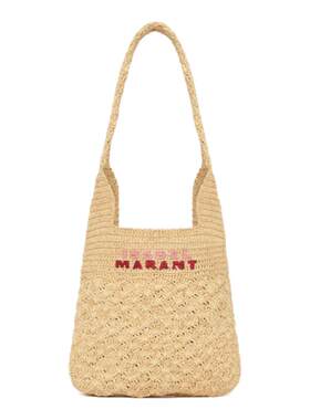 ISABEL MARANT PRAIA SMALL拉菲草编织LOGO手袋包女