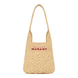 ISABEL MARANT PRAIA SMALL拉菲草编织LOGO手袋包女