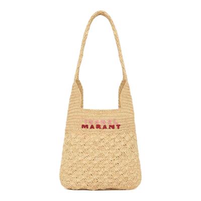ISABEL MARANT PRAIA SMALL拉菲草编织LOGO大容量手袋包女