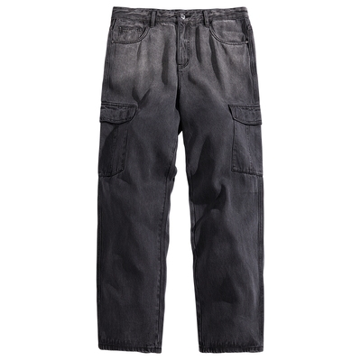 天丝渐变工装牛仔长裤