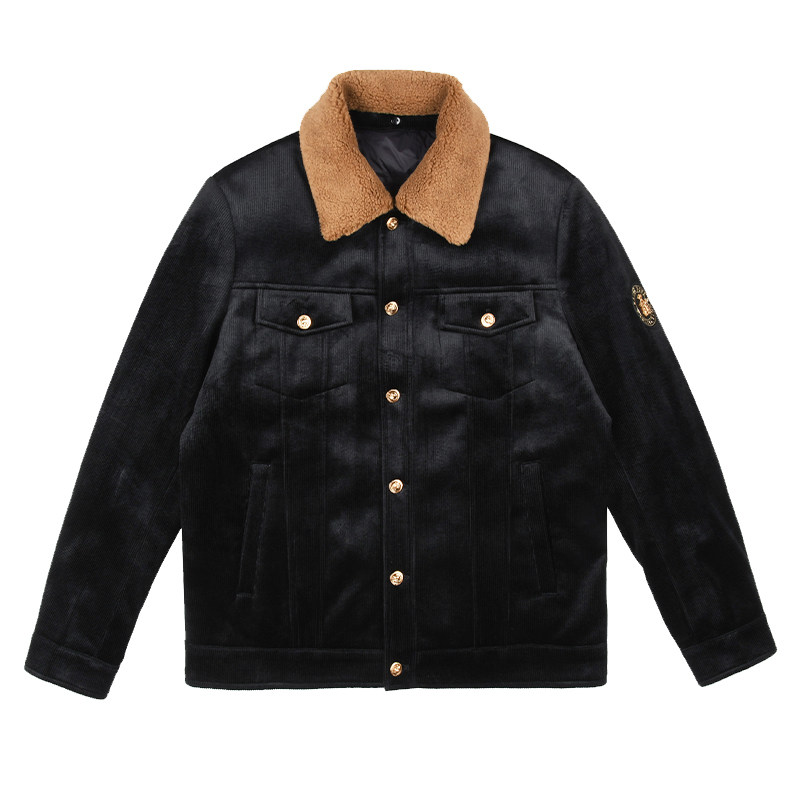 雷迪波尔翻领灯芯绒轻薄羽绒服男