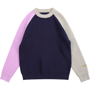 纯一良品男童圆领针织衫女童春装新款撞色毛衣儿童柔软保暖上衣