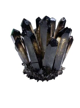 茶水晶簇摆件 矿标水晶茶晶晶簇能量石消磁净化家居桌面摆件