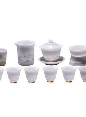 【金奖级】真冰种羊脂玉茶具礼盒