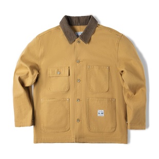 马登巴恩风美式工装夹克灯芯绒翻领外套黄色密歇根猎装上衣秋女