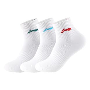 李宁运动袜子男士青少年学生夏季防臭女士跑步透气纯新款白色棉袜