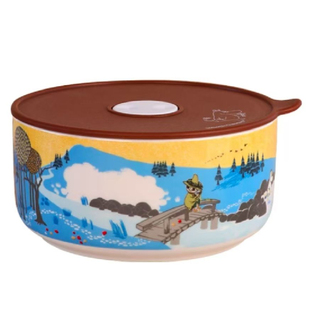 姆明Moomin 正版授权陶瓷密封带盖保鲜碗便当盒饭盒可微波泡面碗