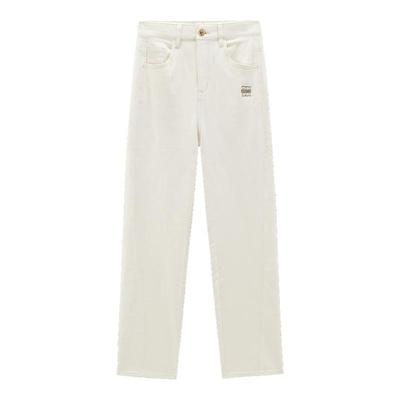 太平鸟女装2025年春季时尚绣花高腰阔腿直筒牛仔裤A1HAE3215