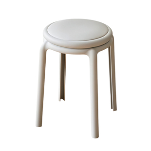 塑料凳子家用加厚软包可叠放客厅轻奢高级感圆凳待客叠放备用凳子