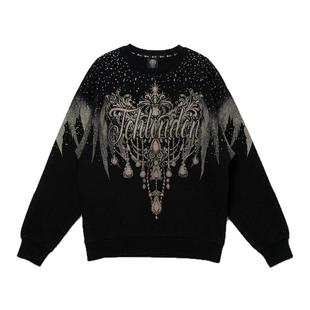 TCH2026春夏新款街头潮流羽翼烫钻圆领卫衣男女同款T78A116002