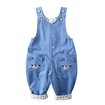 婴儿背带裤春秋开裆宝宝纯棉裤子