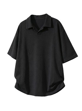 VIISHOW老钱风重磅翻领短袖男夏季潮牌纯色T恤宽松休闲POLO上衣