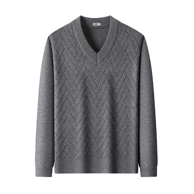 恒源祥套头羊毛V领加厚羊毛衫男