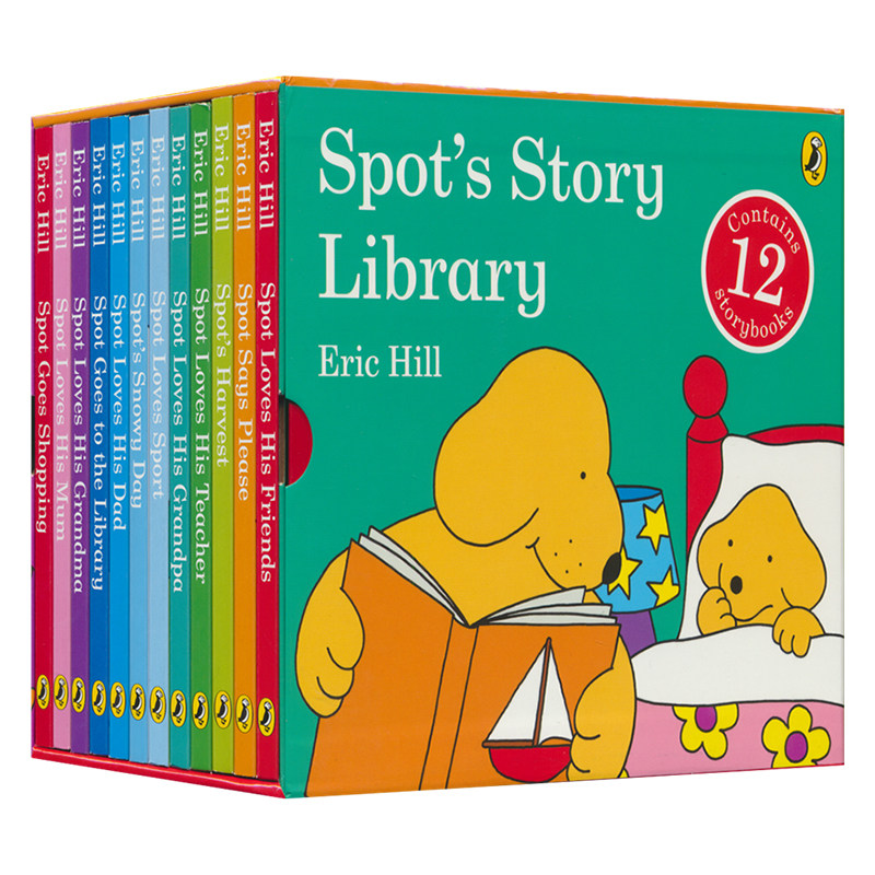 小玻小小图书馆12册礼盒装 赠音频 Spot's Story Library 英文原版绘本 幼儿启蒙纸板书 情商启蒙 小玻在哪里同系列 Eric Hill