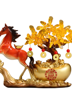 马到成功马上发财元宝发财树摆件