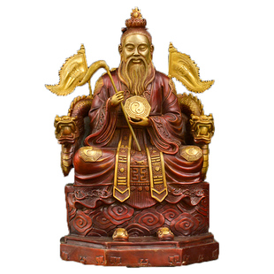 铜鸿钧老祖神像创始元灵供奉黄铜鸿钧道人雕像三清祖师爷像大号