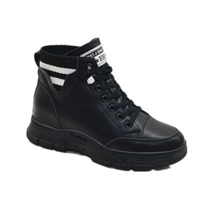 摩西米妮女鞋2025冬季新款真皮加绒内增高休闲鞋短靴马丁靴359-1