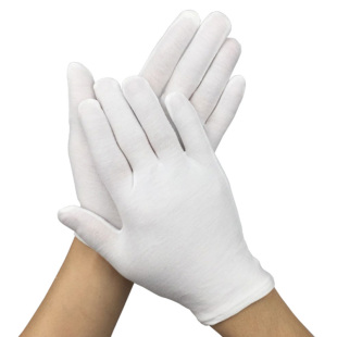 白手套礼仪汗布盘串珠文玩开车劳保黑色手袜非纯棉线作业手套薄款