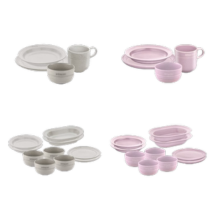 staub珐宝陶瓷餐具套组松露白夜樱粉碗碟家用组合乔迁饭碗盘碗具
