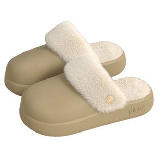 朴西新款防滑男士可拆卸防水棉拖鞋冬季荔枝纹保暖防滑情侣棉拖女