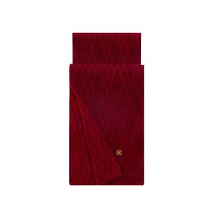 万事利秋冬季100%绵红色羊毛小围巾女加厚保暖男女围脖交错时空