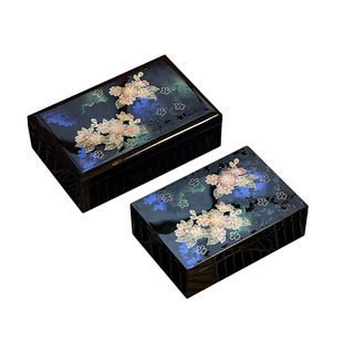 非遗漆器小型首饰盒收纳精致高档轻奢大漆螺钿新婚礼品漆盒礼物