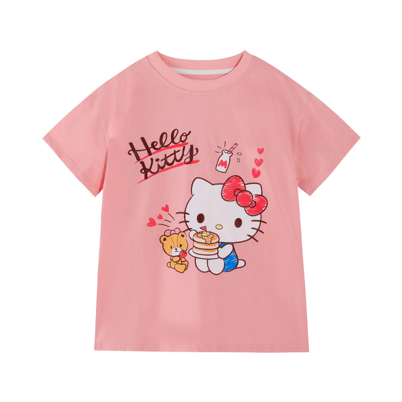 女童纯棉短袖t恤2026新款大童夏季半袖HelloKitty凯蒂猫儿童夏装