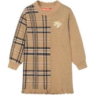 暇步士童装女童中长款针织衫裙子秋冬新款儿童洋气大童线衣连衣裙