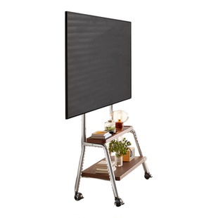 贝石电视机可移动支架落地带轮75/85英寸家用实木推车不锈钢架子