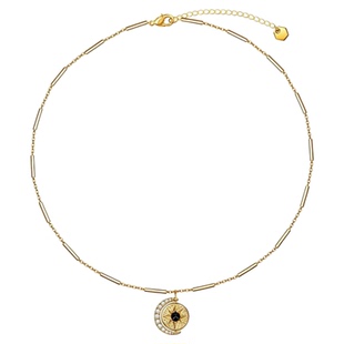 梨涡允允推荐日月同辉可转动太阳月亮吊坠项链女小众新款锁骨链