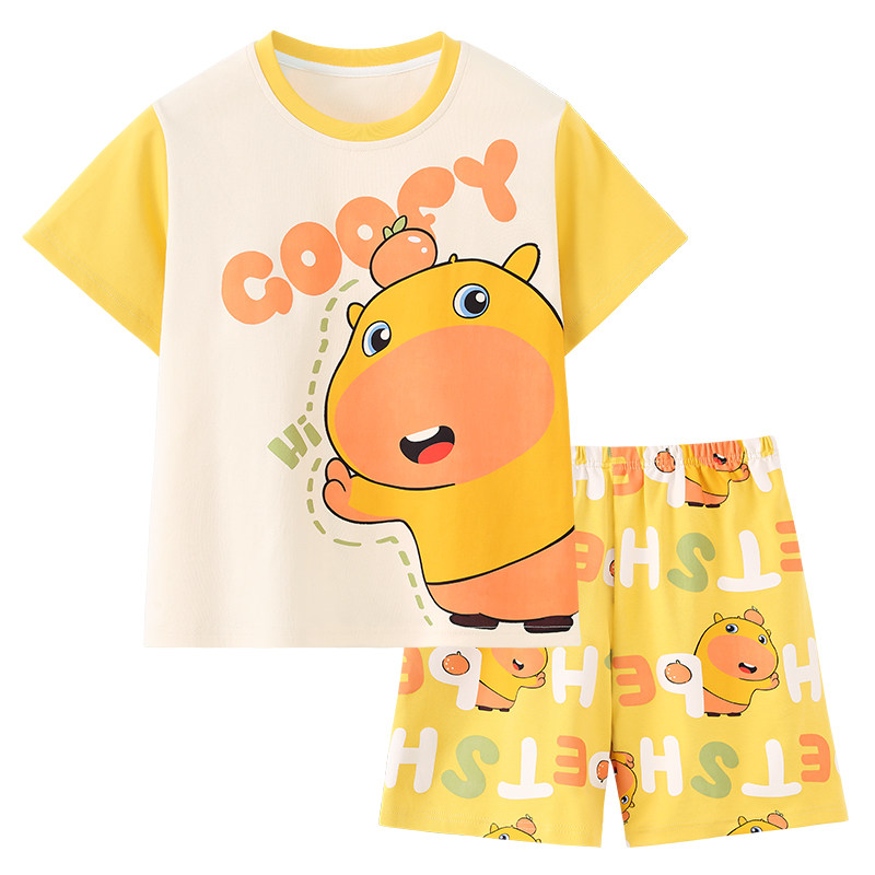 男童纯棉夏季水豚噜噜家居服套装