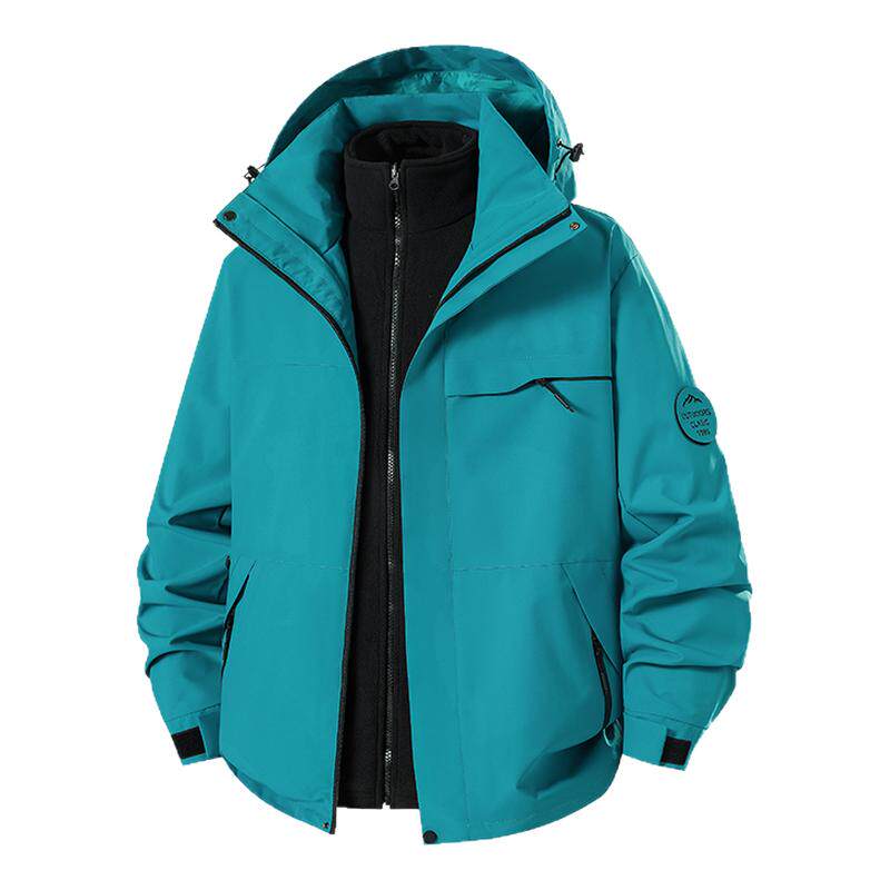 外贸尾单男外套登山服冲锋衣户外三合一可拆卸防风抓绒保暖