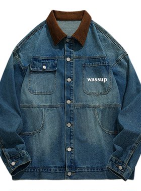 WASSUP美式复古工装牛仔夹克外套