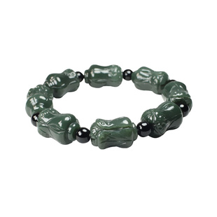 和田玉白菜玉手链真品新疆和田青玉手串男士女士玉石百财手链带证