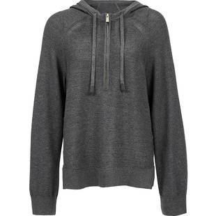 ONLY2025冬季新款松弛感宽松插肩袖开衩拉链连帽长袖针织衫女