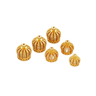 18K包金保色镶锆石皇冠花托帽流苏帽珠帽diy手链接项链首饰品配件