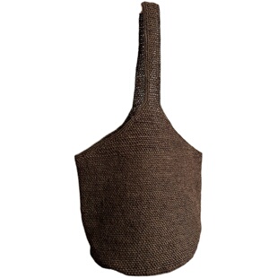 拉菲草灰色黑色棕色手工编织水桶包草编包度假沙滩包休闲风旅行