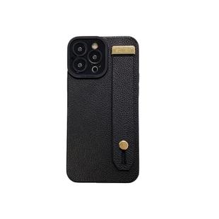 高级感荔枝纹适用iphone14手机壳16/15pro苹果13pro皮质12promax全包支架11pro防摔xsmax手腕带XR简约新款套