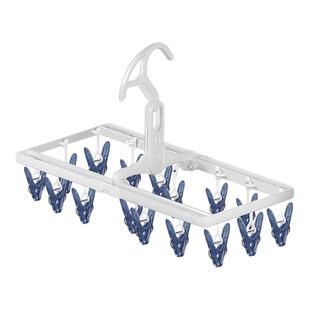 日本AISEN衣架家用挂衣袜子内衣晾晒架可折叠衣架带夹子旅行便携