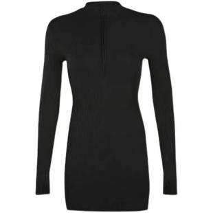 大码胖妹妹长袖针织打底连衣裙女春秋冬新款显瘦性感包臀小黑裙子