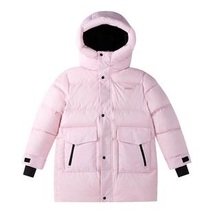 安奈儿童装男女童中长款羽绒服2025冬工装风加厚科技防寒连帽保暖