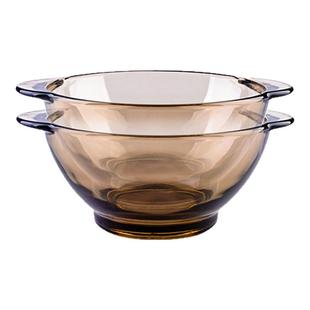 北欧茶色玻璃碗大号家用耐热玻璃沙拉碗水晶碗汤碗面碗甜品碗饭碗