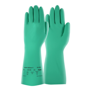 安思尔37-873耐酸碱溶剂防化耐油污工业劳保防护用品丁腈橡胶手套